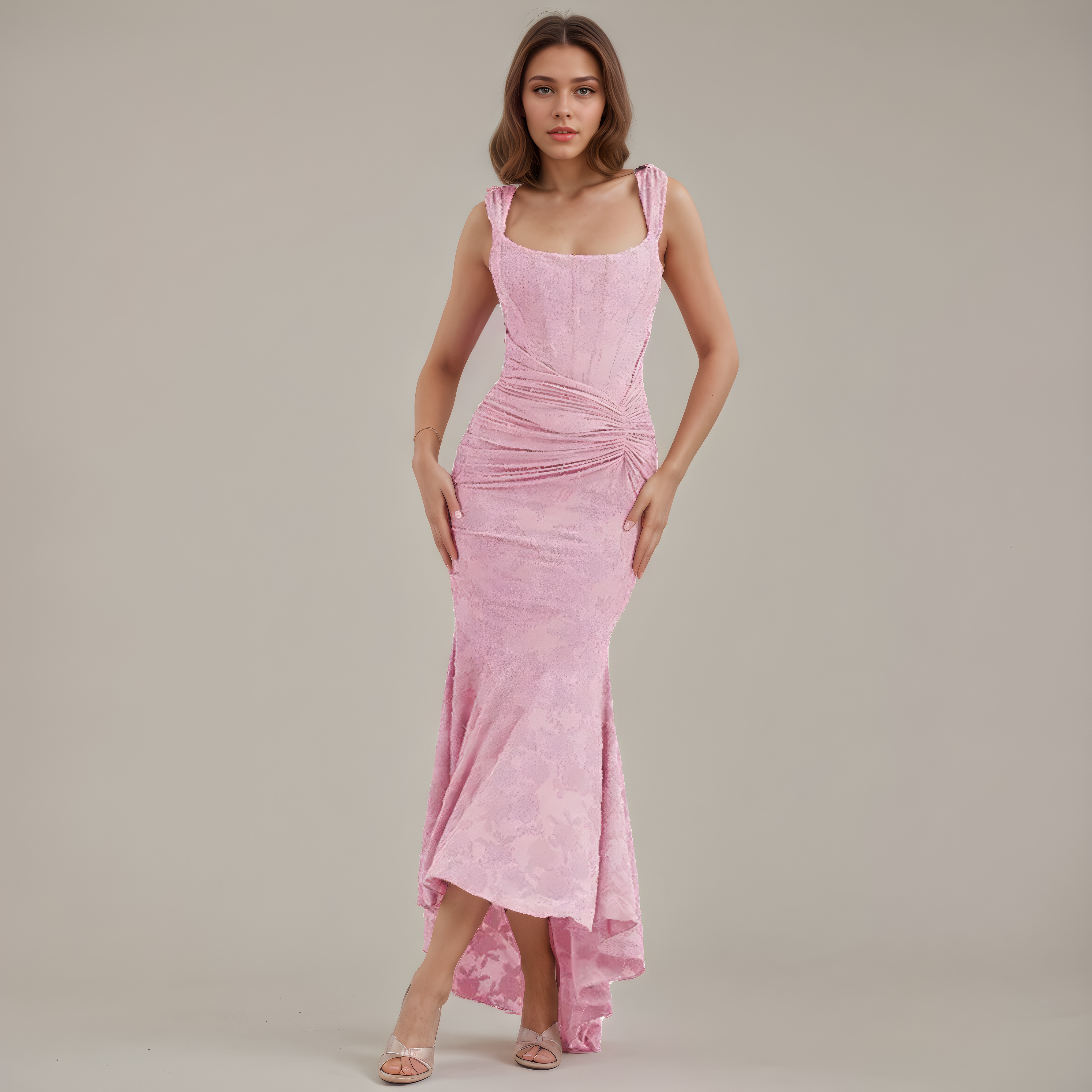 Corset Lace Fishtail Midi Dress
