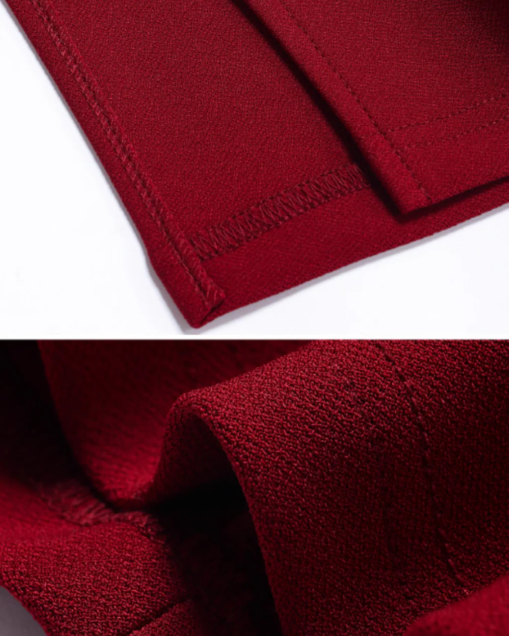 High-Neck Red Bodycon Slit Midi Dress