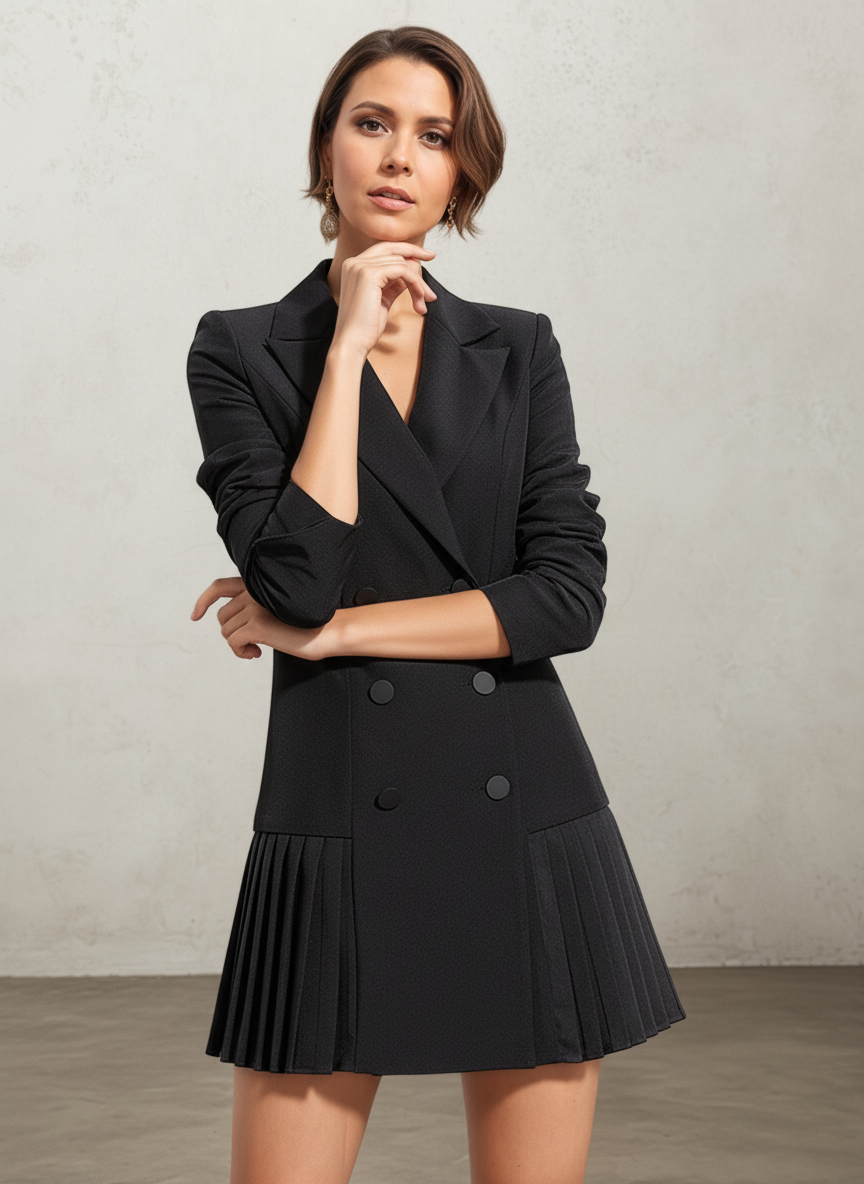 Claudia City Chic Pleated Blazer Mini Dress
