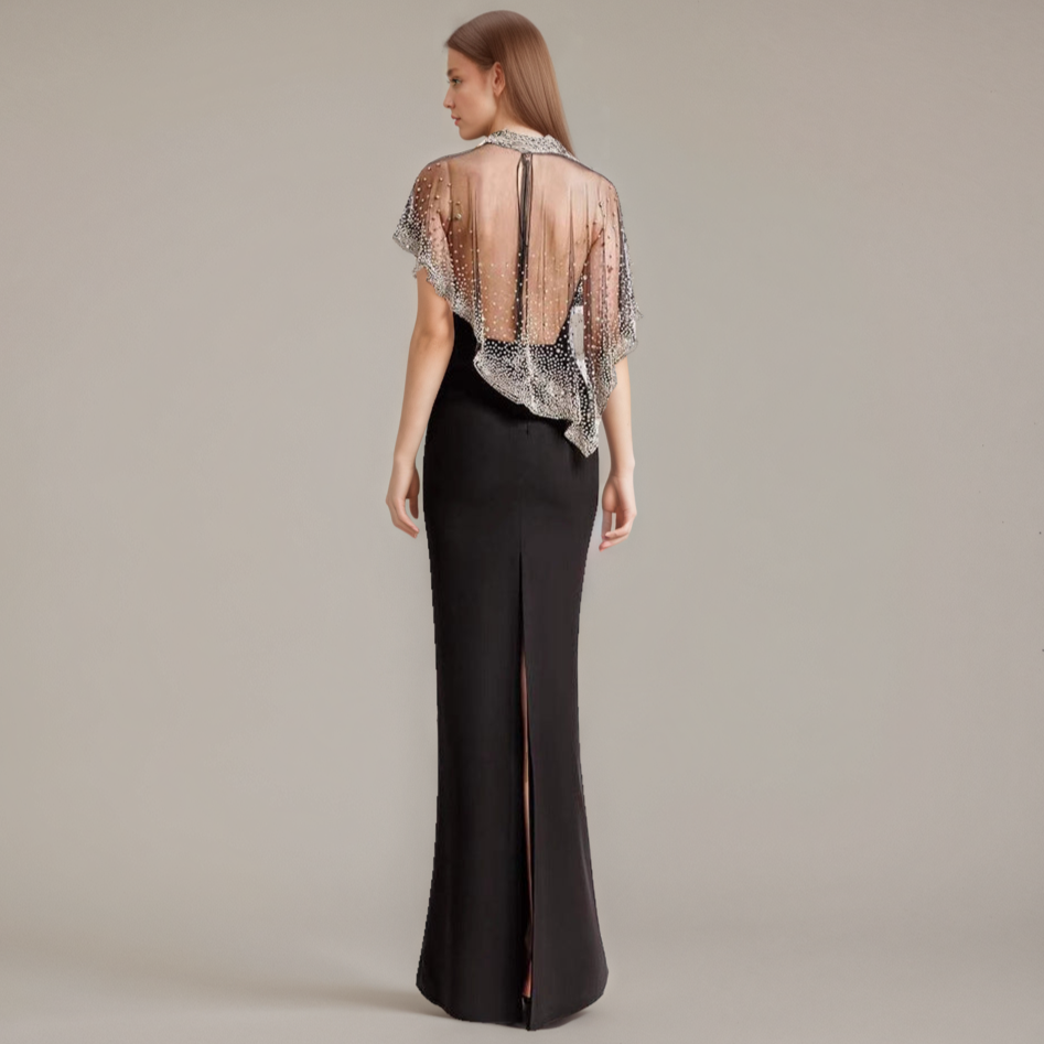 Black Sheer Neckline Glamour Dress