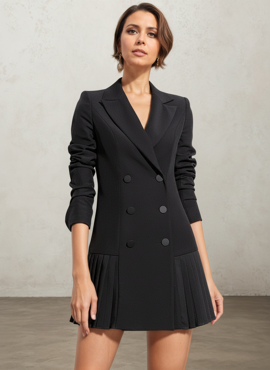 Claudia City Chic Pleated Blazer Mini Dress