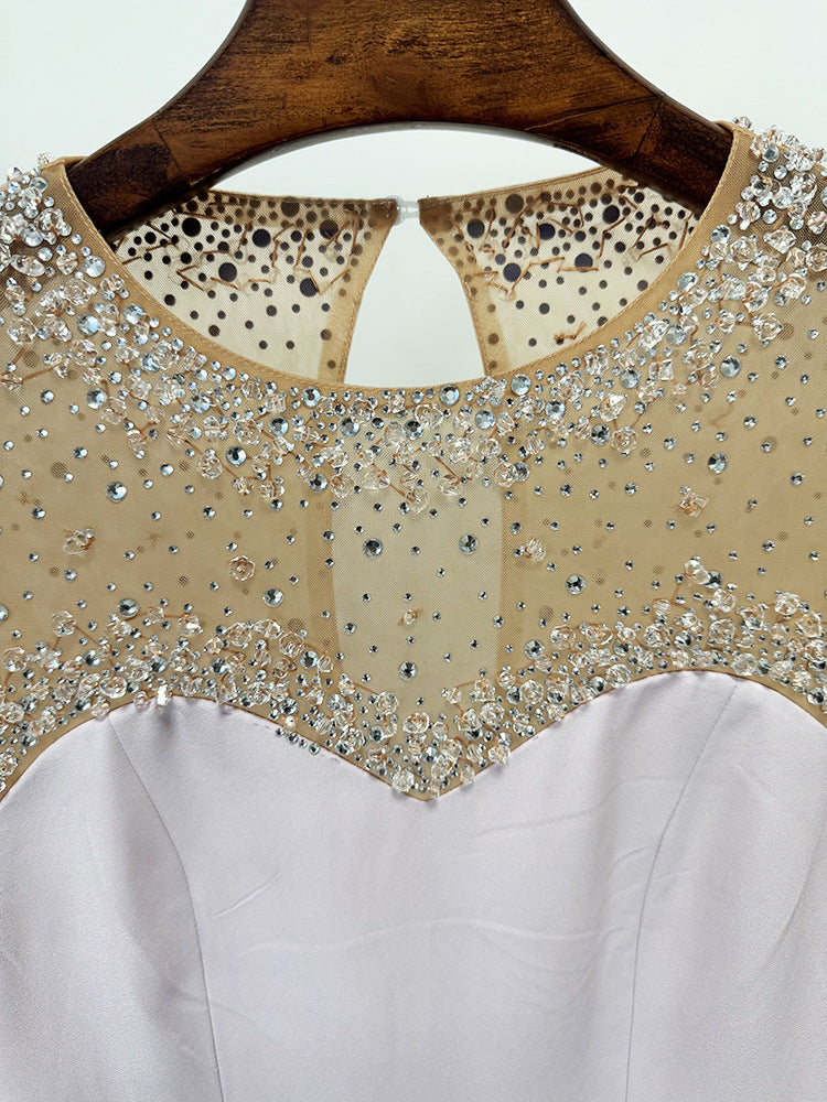 Evelina Blush Embellished Formal Maxi Dress