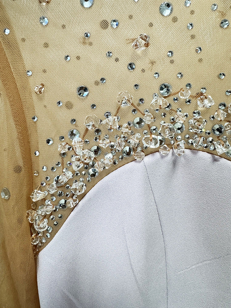 Evelina Blush Embellished Formal Maxi Dress