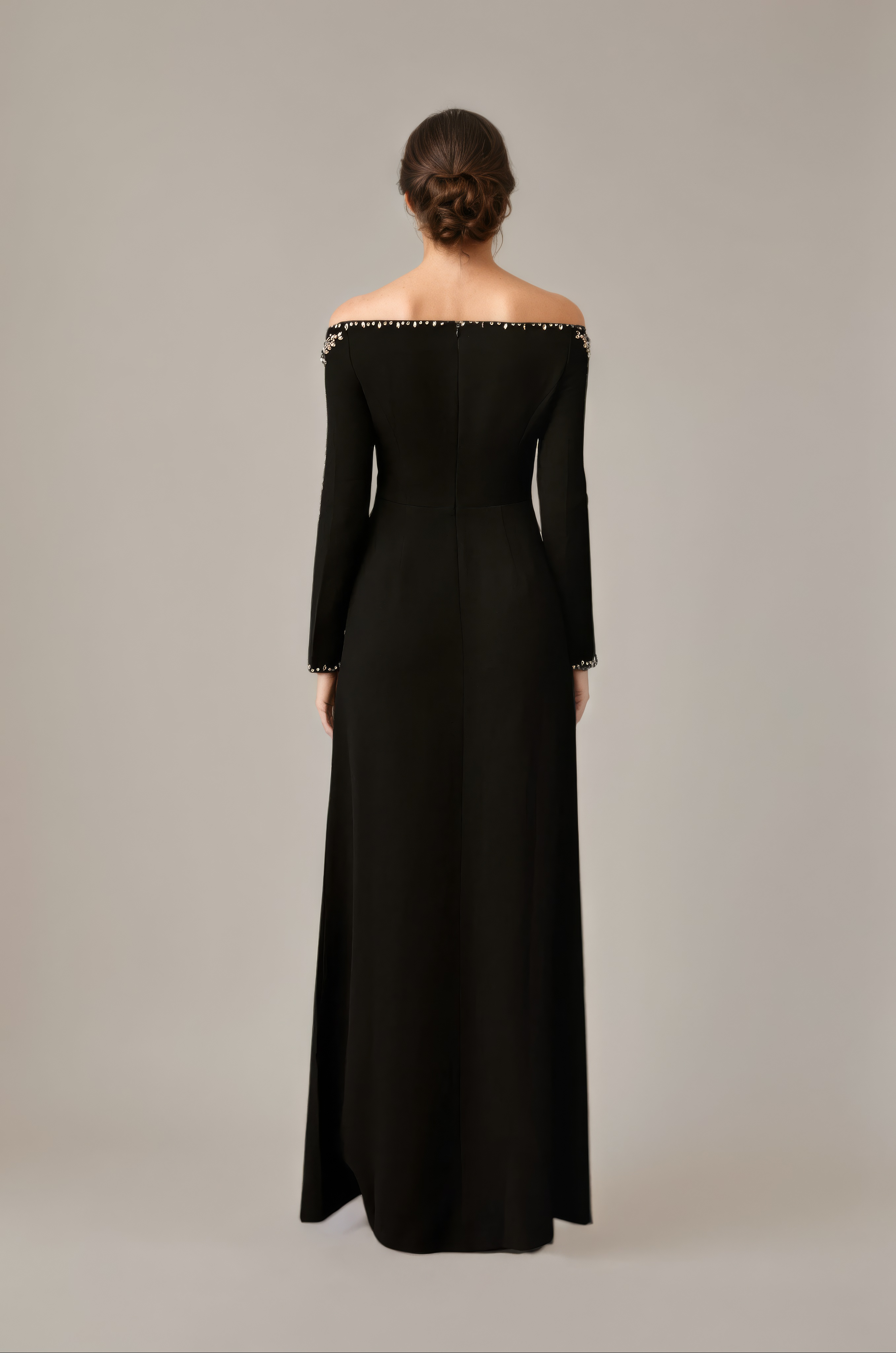 Glamorous Diamond Trim Illusion Neck Dress