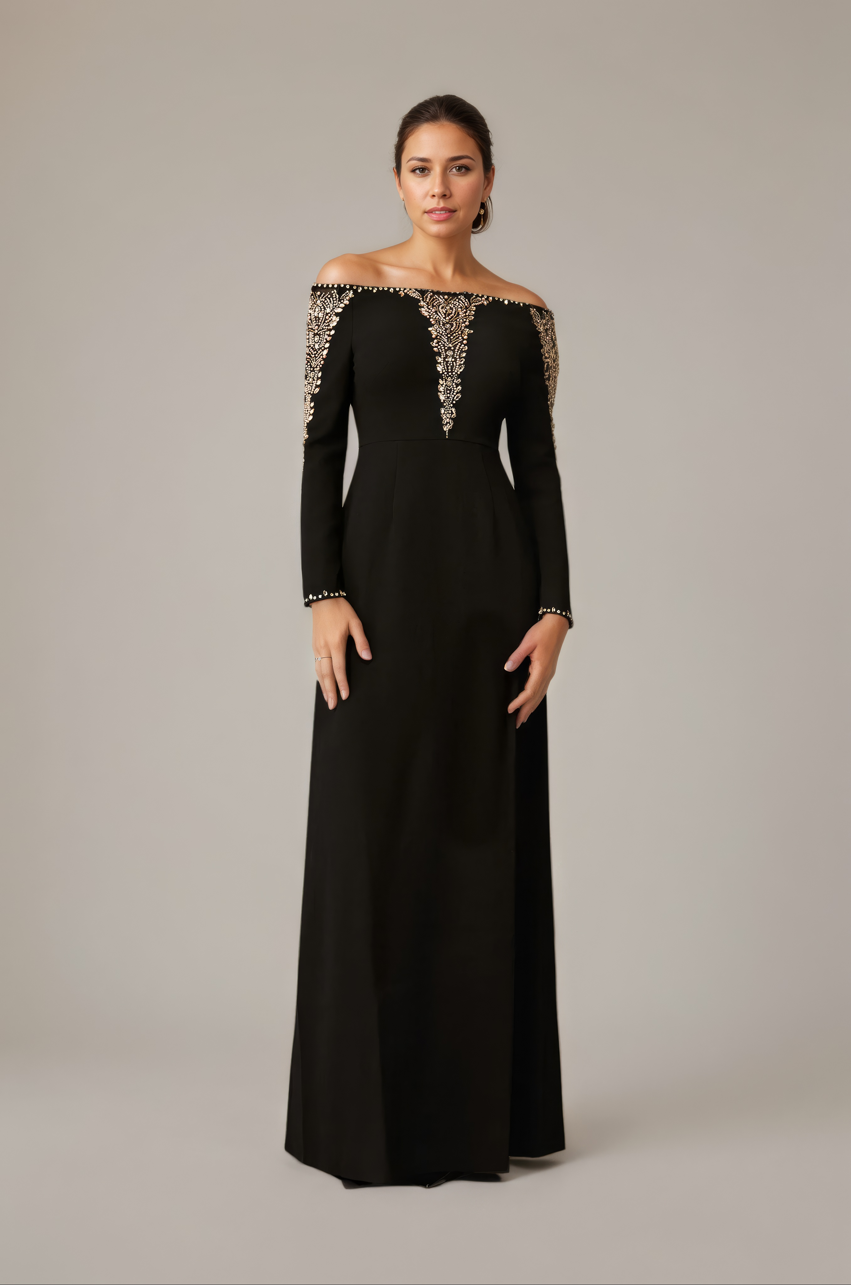 Glamorous Diamond Trim Illusion Neck Dress