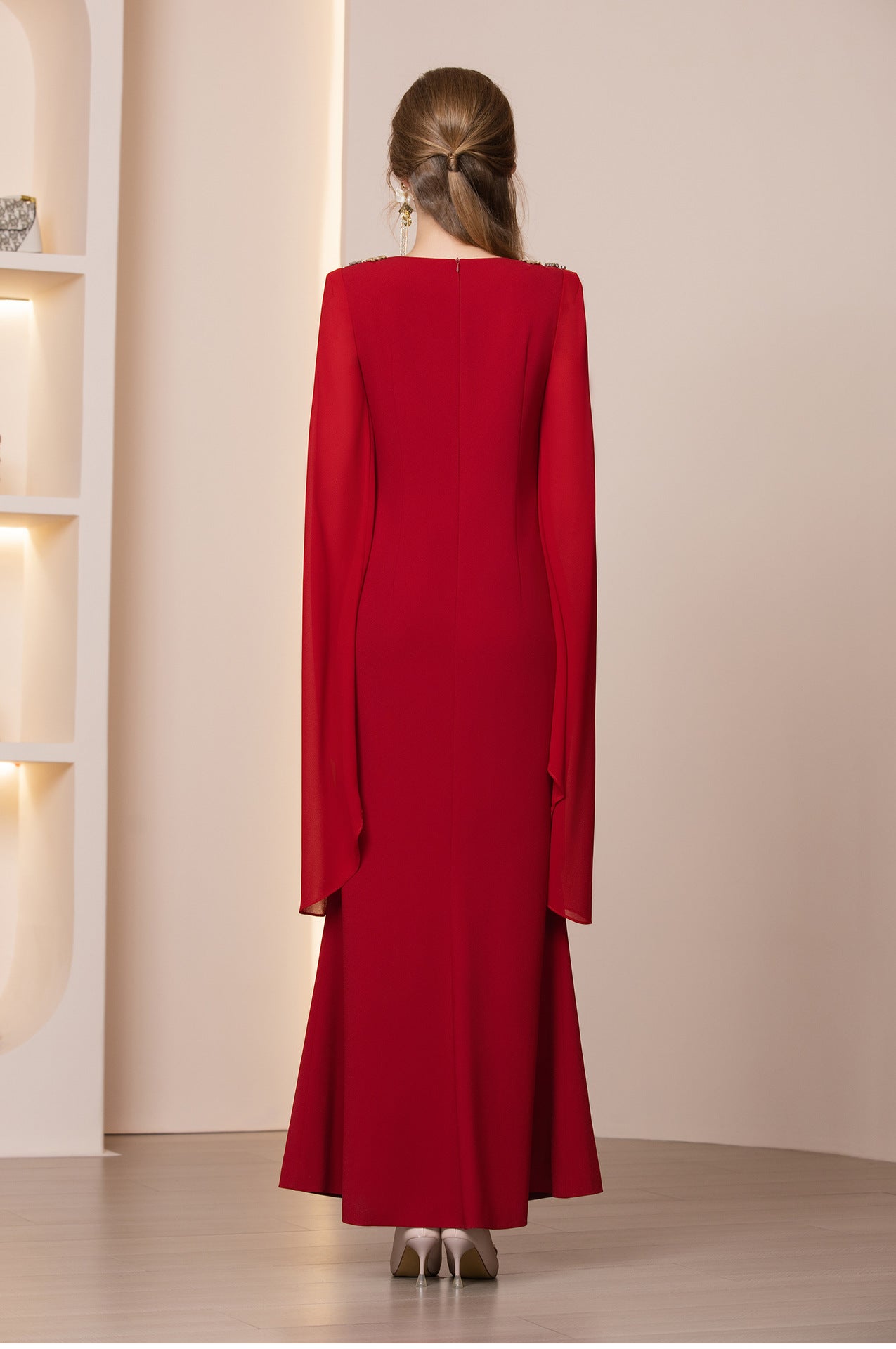 Lucienne Red Jacquard Maxi Dress