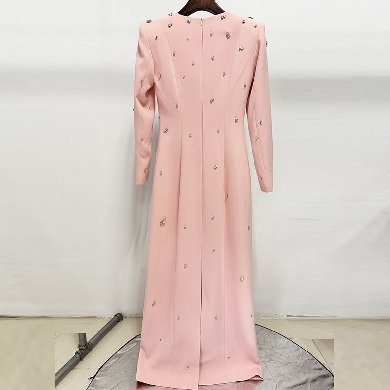 Elegant Long Sleeve Dress with Diamond Accents