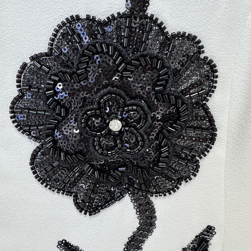 Black Rose Embroidered Evening Gown