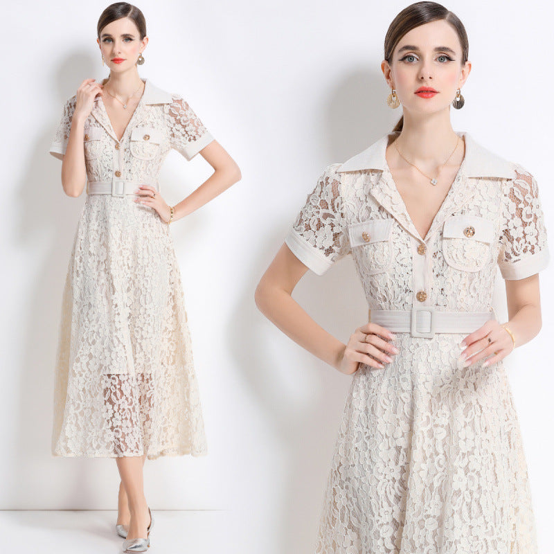 Solange Blue Lace Maxi Dress