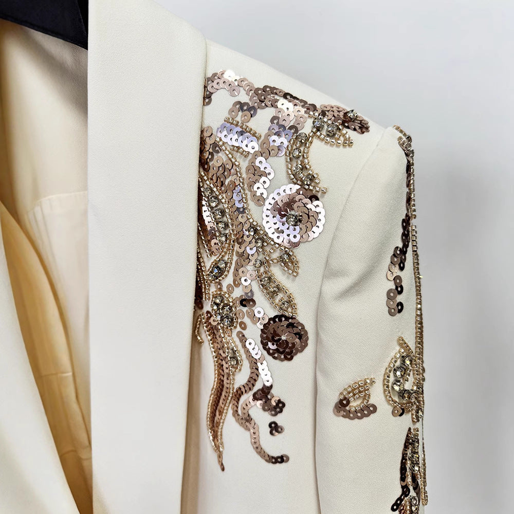 Ember Luxe Embroidered Draped Blazer