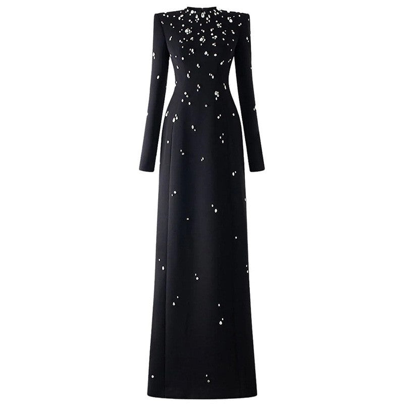 Starry Beaded Black Formal Long Dress