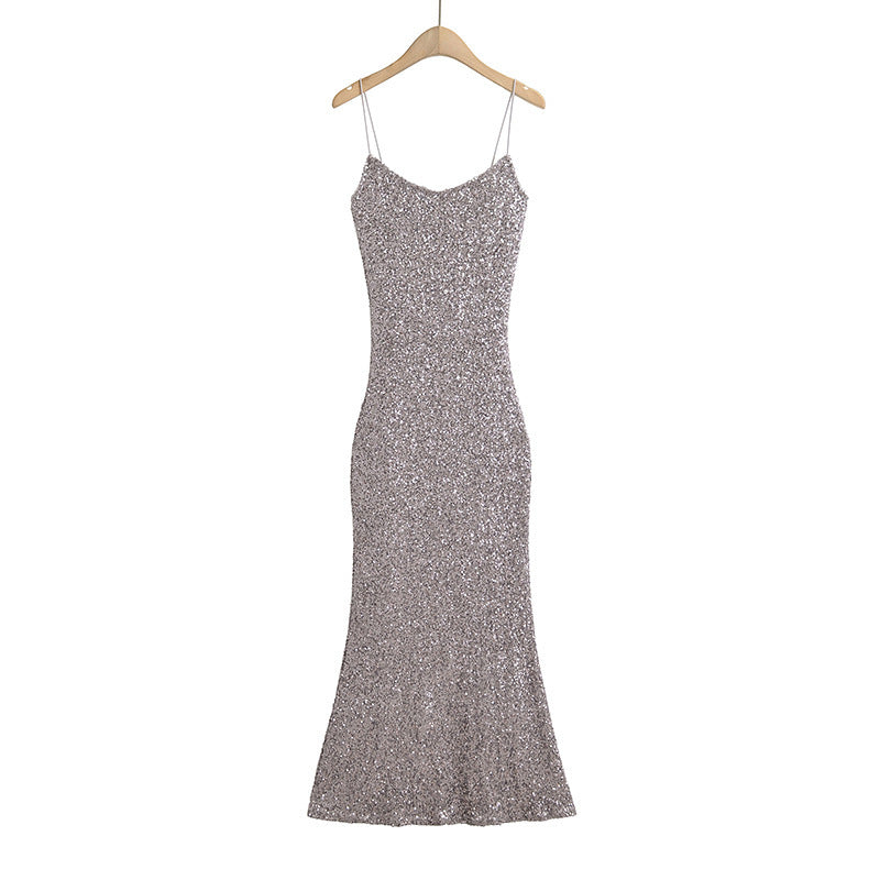 Sequin Slip Gown with Mermaid Hem