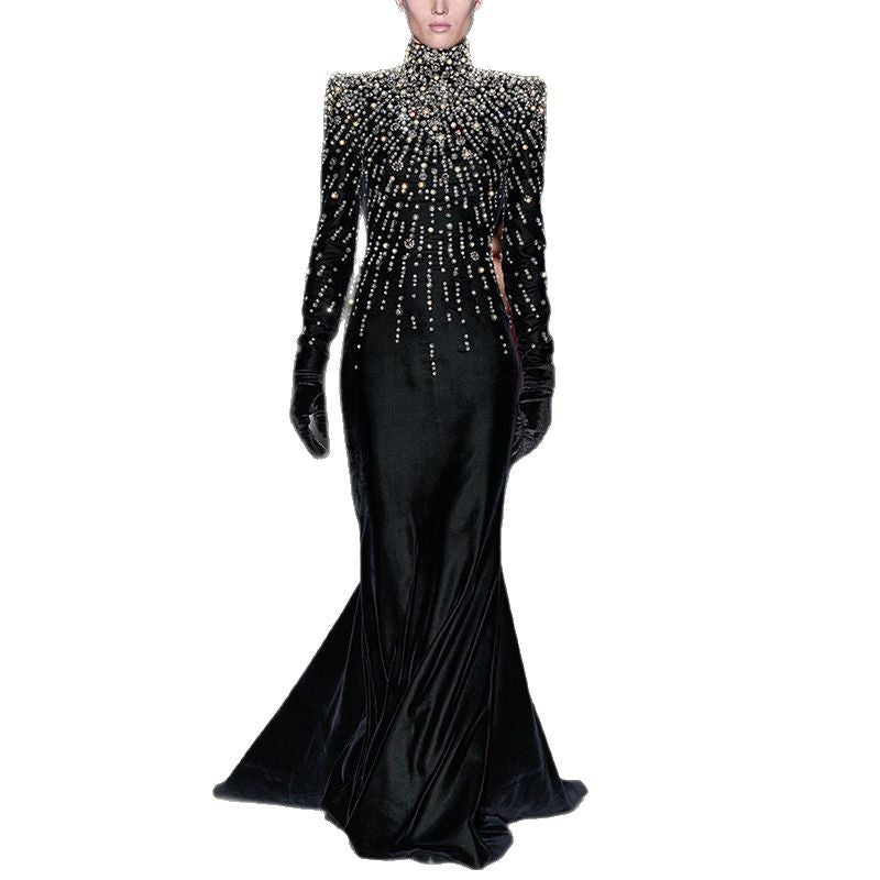Starlight Reign Embellished Velvet Gown