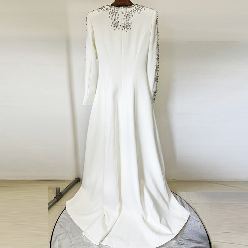 Seraphina Embroidered Slit Evening Dress