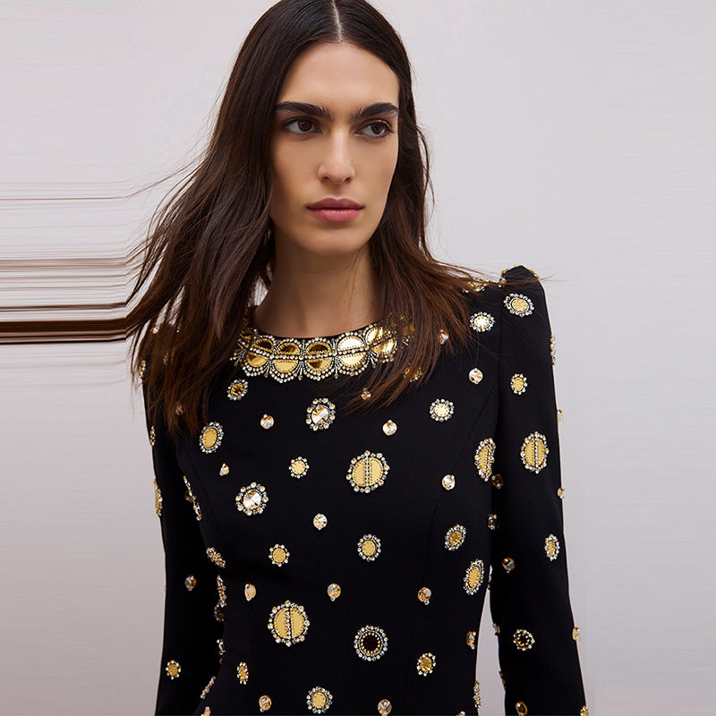 Luxe Beaded Galaxy Black Gown
