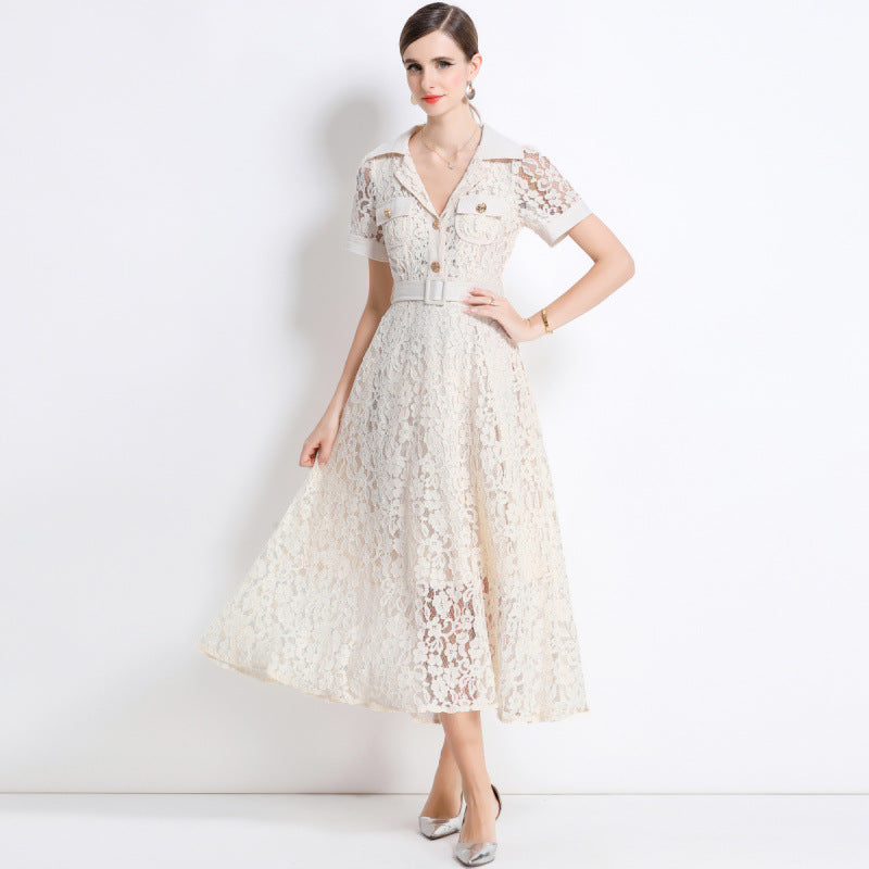 Solange Blue Lace Maxi Dress