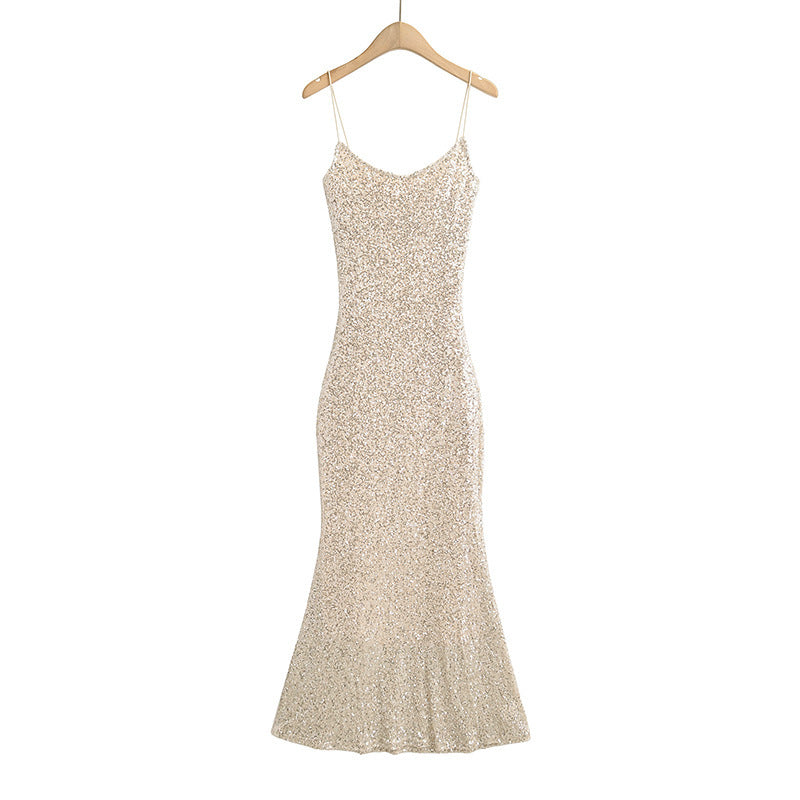 Sequin Slip Gown with Mermaid Hem