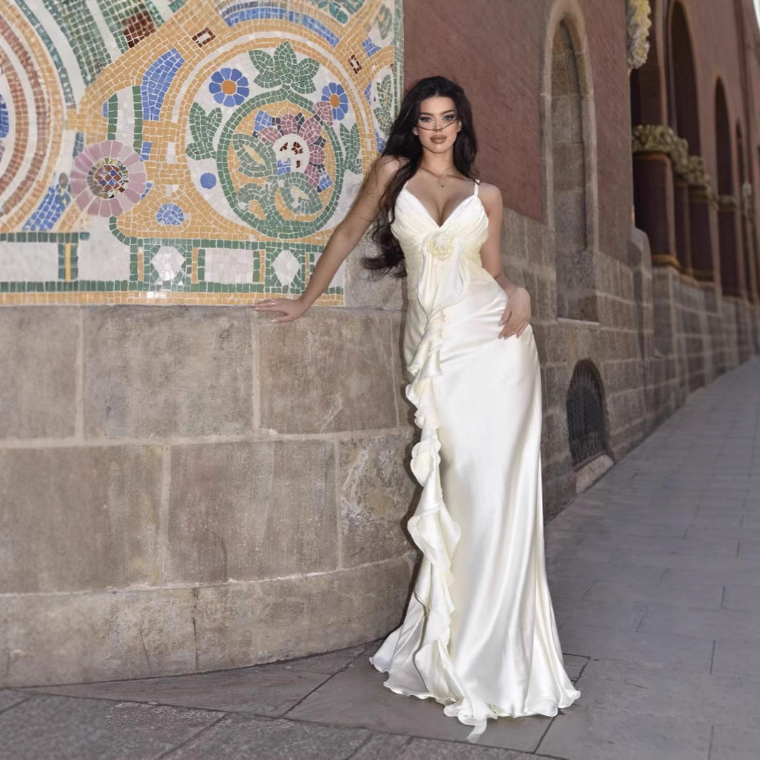 Champagne Cascade Rosette Gown