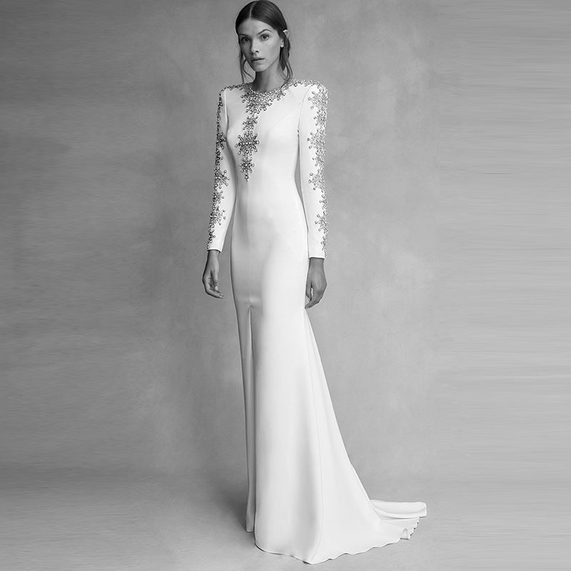 Seraphina Embroidered Slit Evening Dress