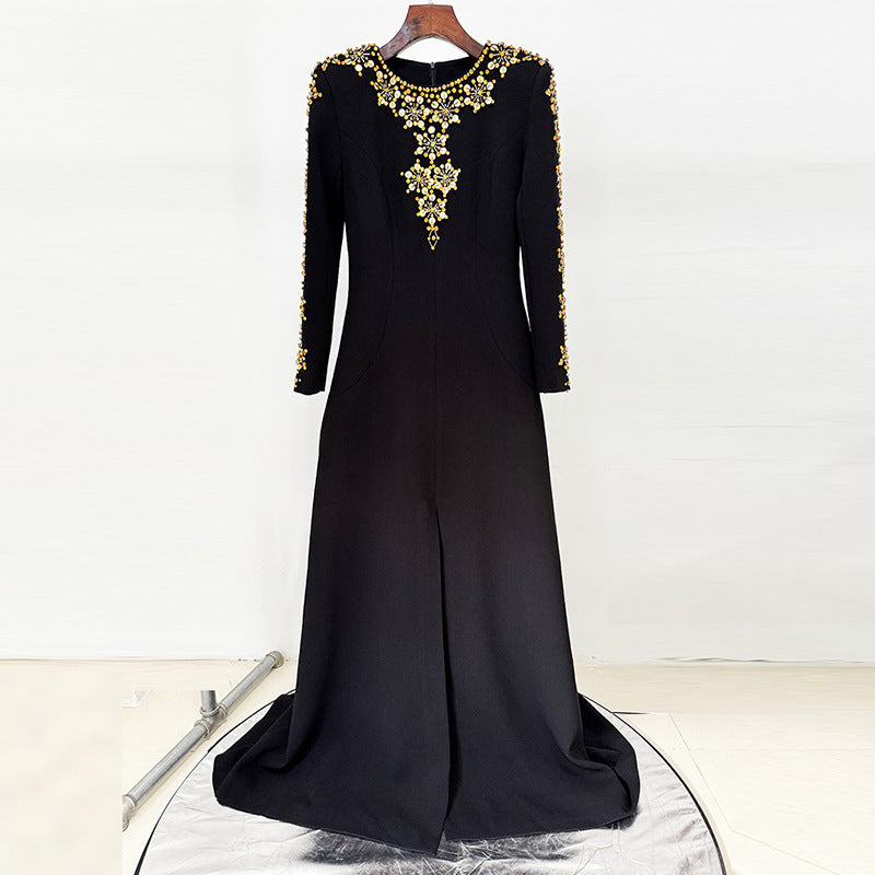 Seraphina Embroidered Slit Evening Dress