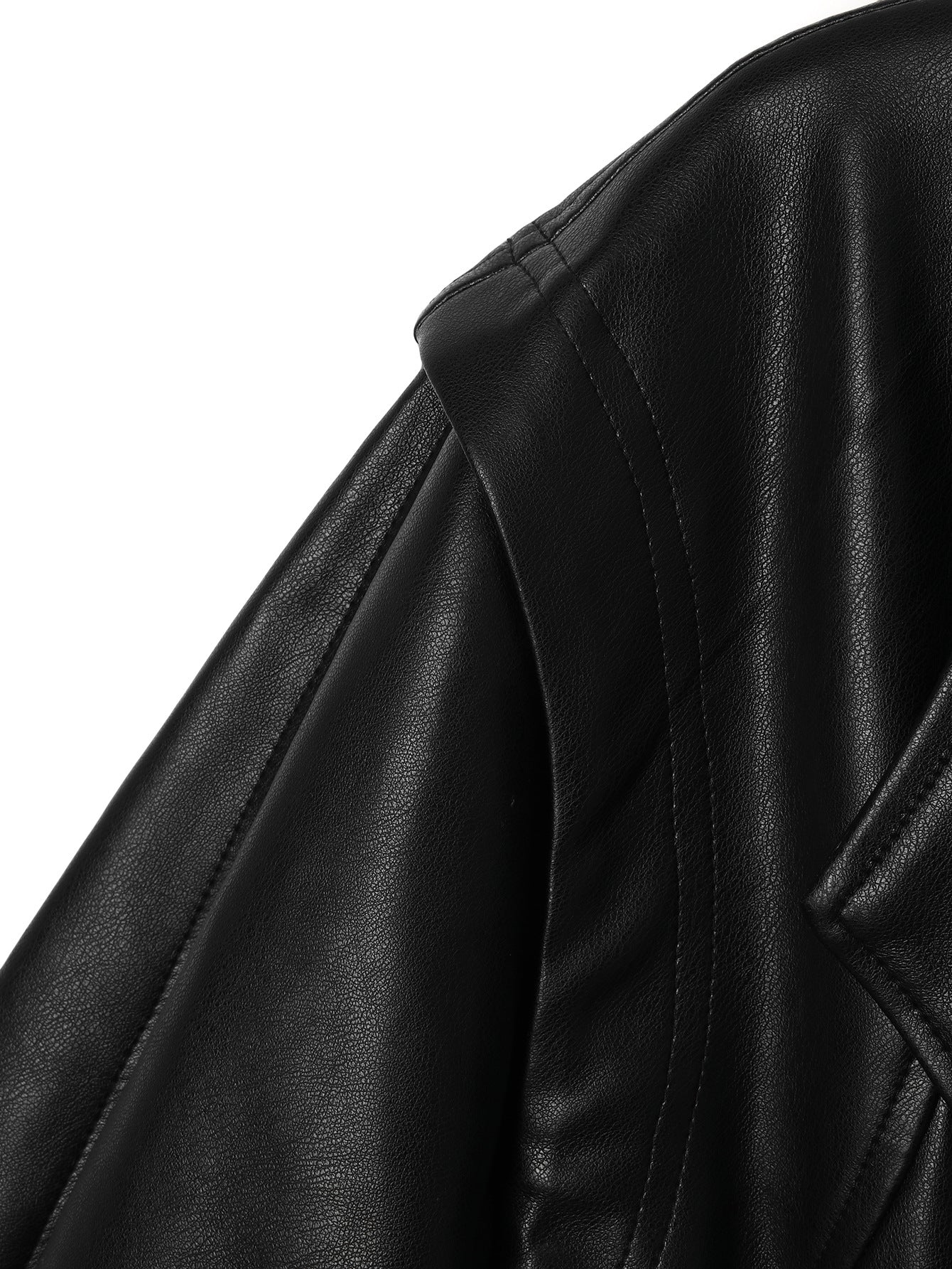Faux Leather Moto Jacket with Cinched Waist
