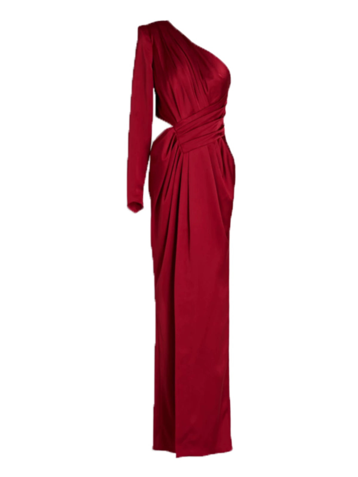 Asymmetric Draped One-Shoulder Evening Gown