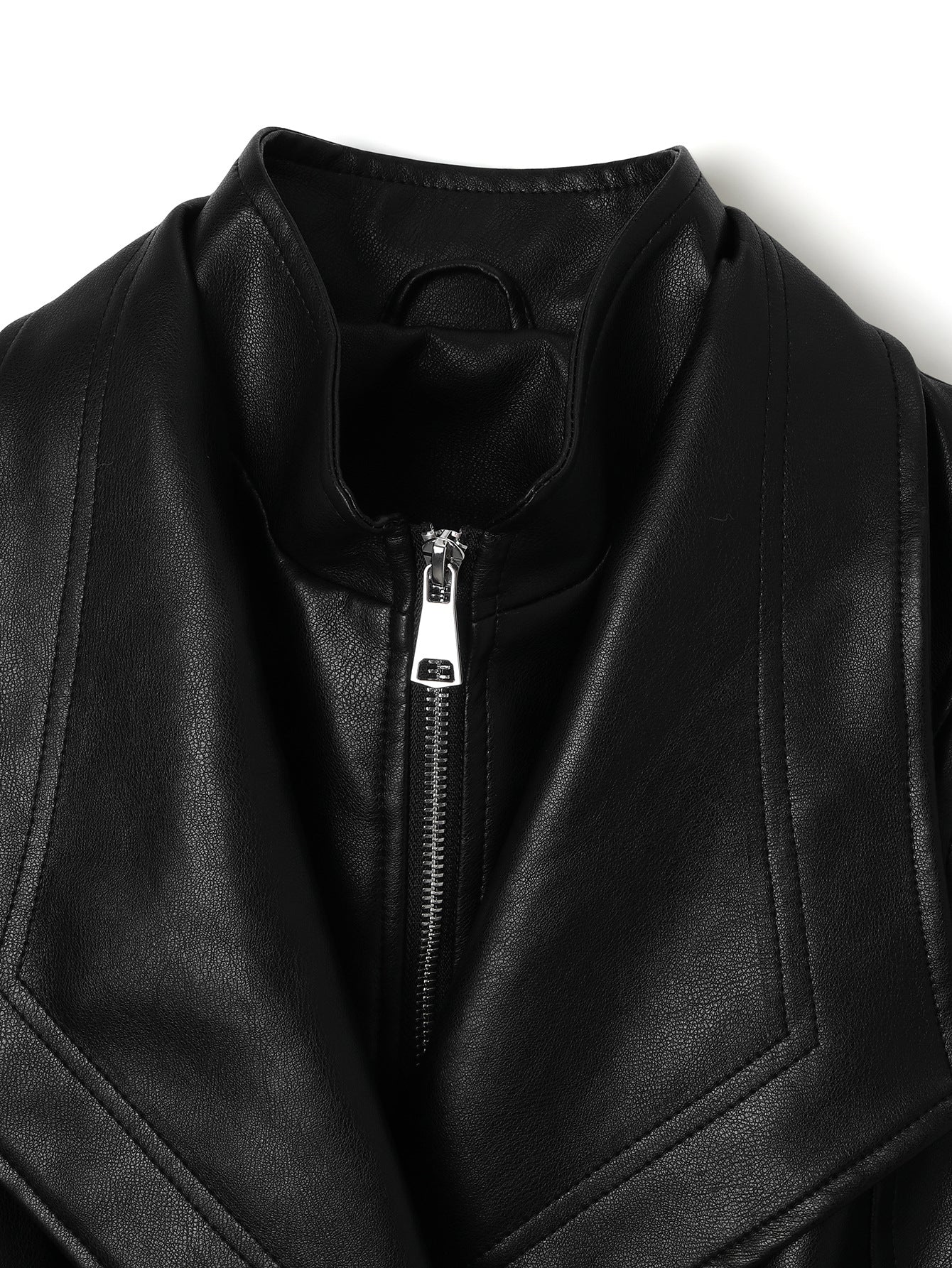 Faux Leather Moto Jacket with Cinched Waist