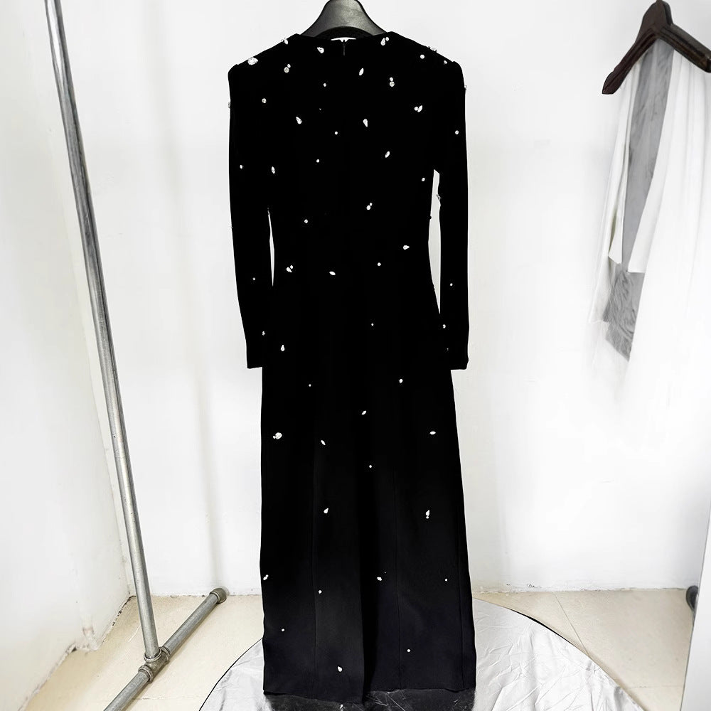 Starry Beaded Black Formal Long Dress
