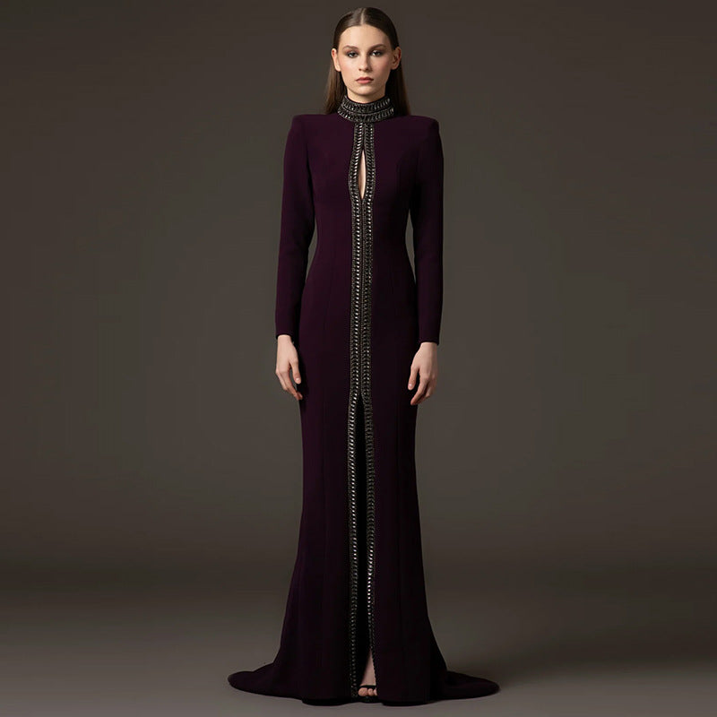 Star Series Full-Length Beaded Front Dress