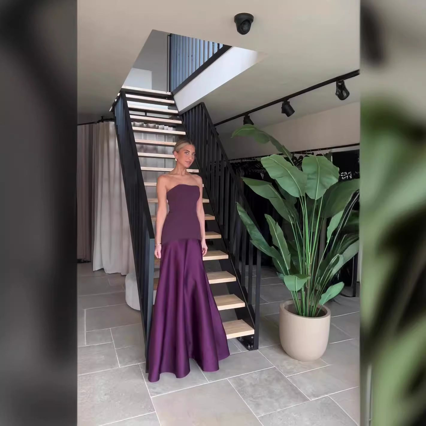 Serena Satin Strapless Hourglass Maxi Gown