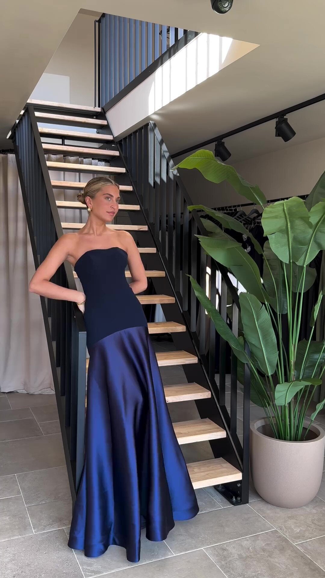 Serena Satin Strapless Hourglass Maxi Gown