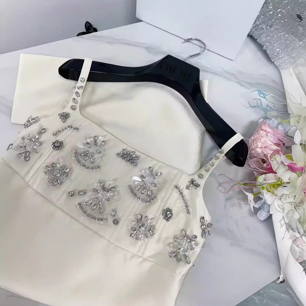 Ivory Crystal Charm Mini Dress