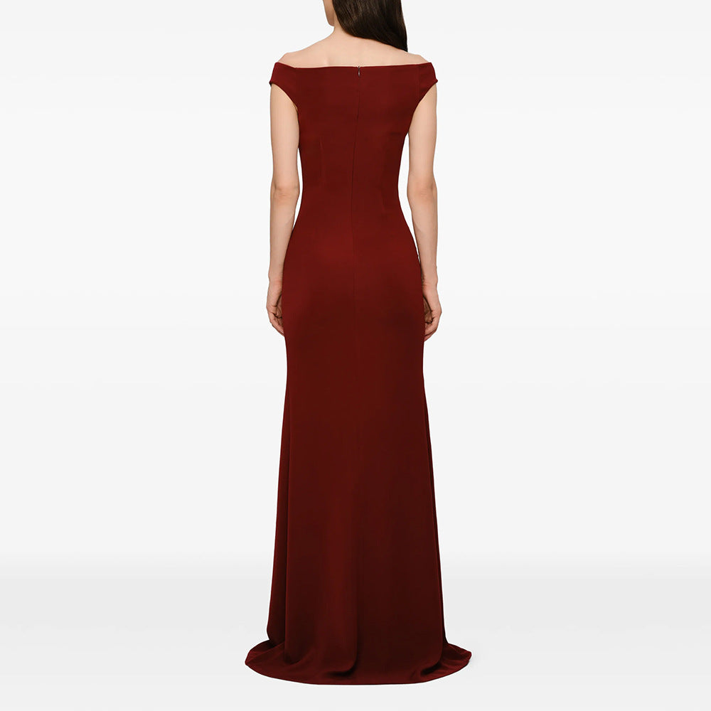 Seraphina Off-Shoulder Metal-Hook Mermaid Evening Gown
