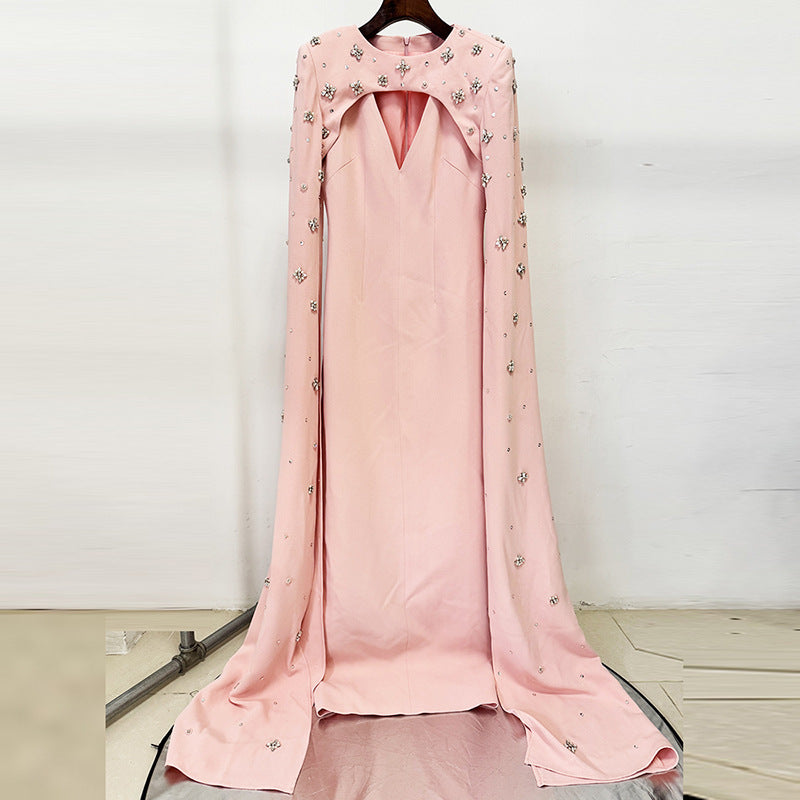 Elegant Evening Dress with Trailing Cape