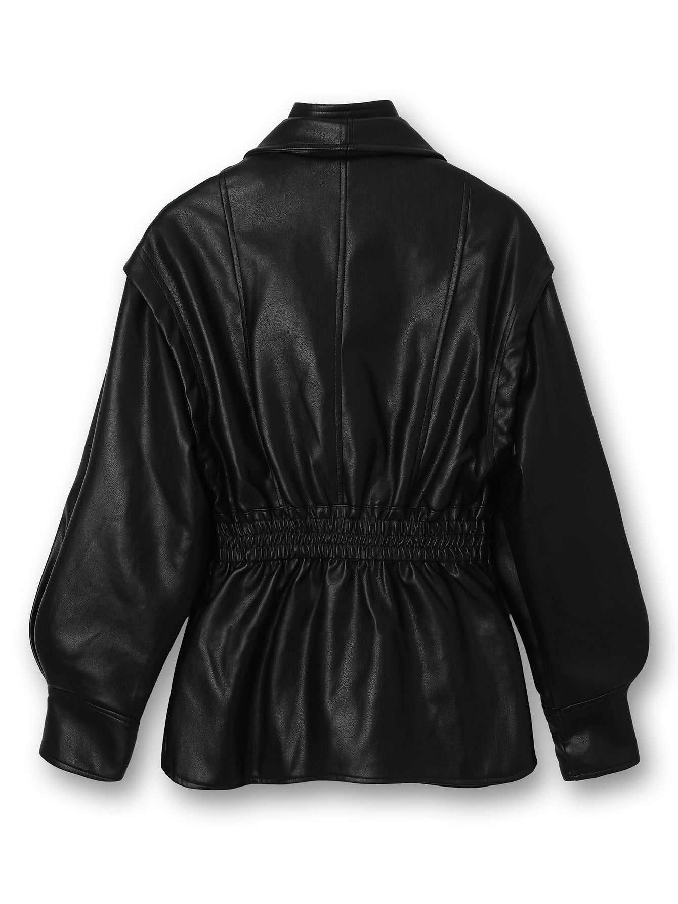 Faux Leather Moto Jacket with Cinched Waist