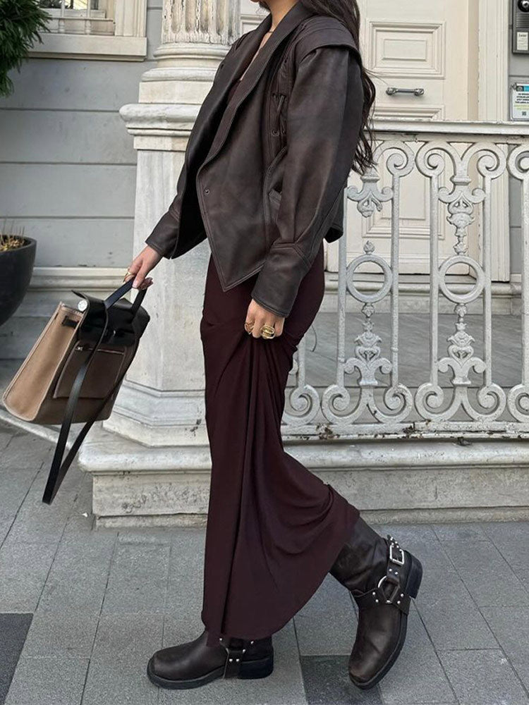 Elegant Cinched-Waist Jacket with Draped Lapels