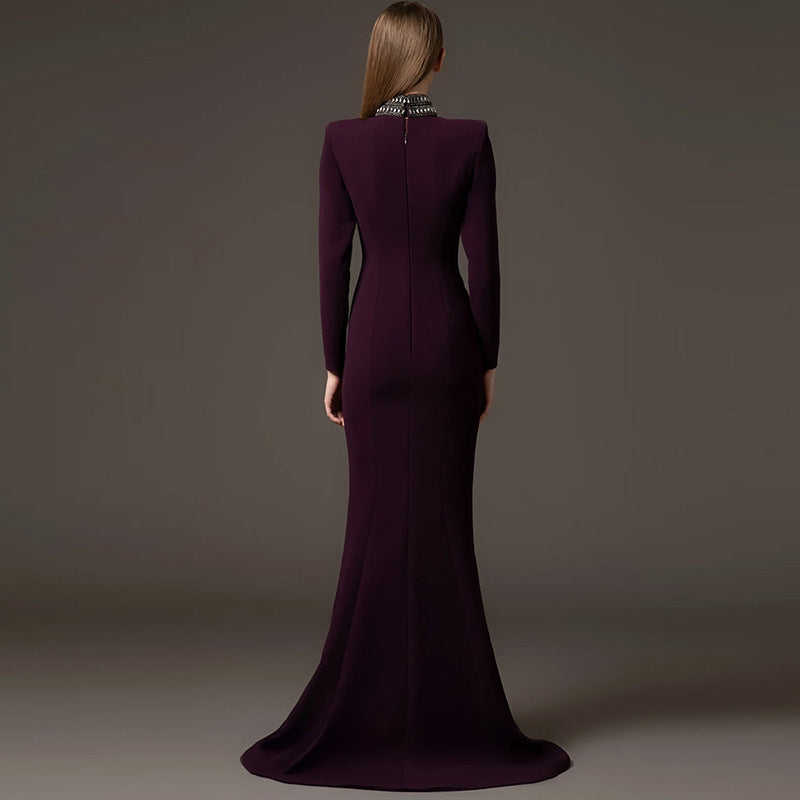 Star Series Full-Length Beaded Front Dress