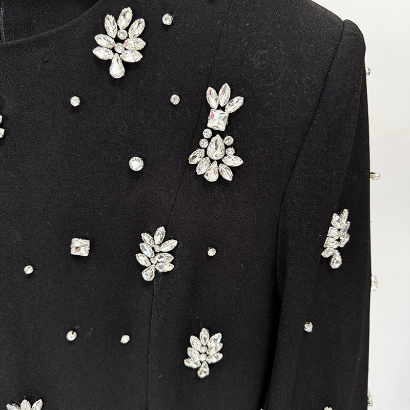Crystal Beaded Long Sleeve Evening Dress