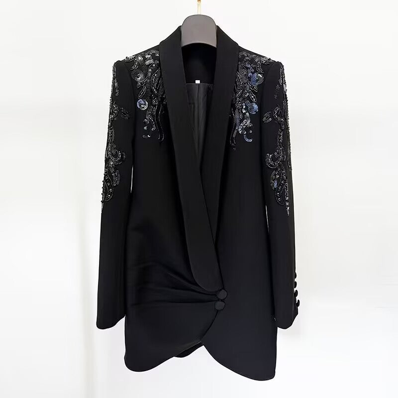 Ember Luxe Embroidered Draped Blazer