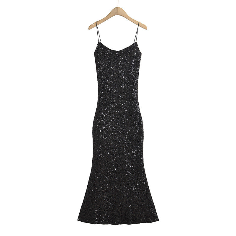 Sequin Slip Gown with Mermaid Hem
