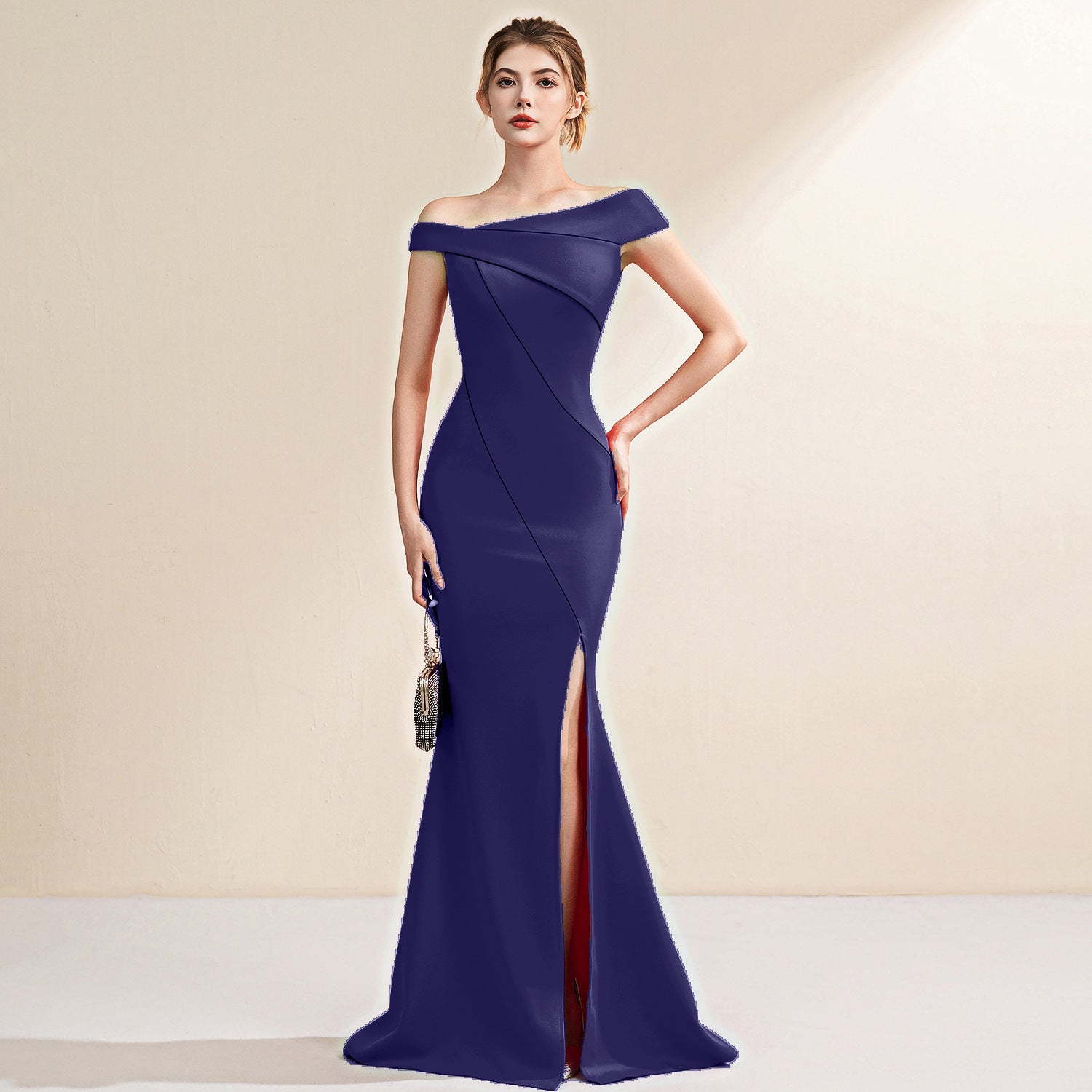 Emerald Green Evening Turtle Neck Dress