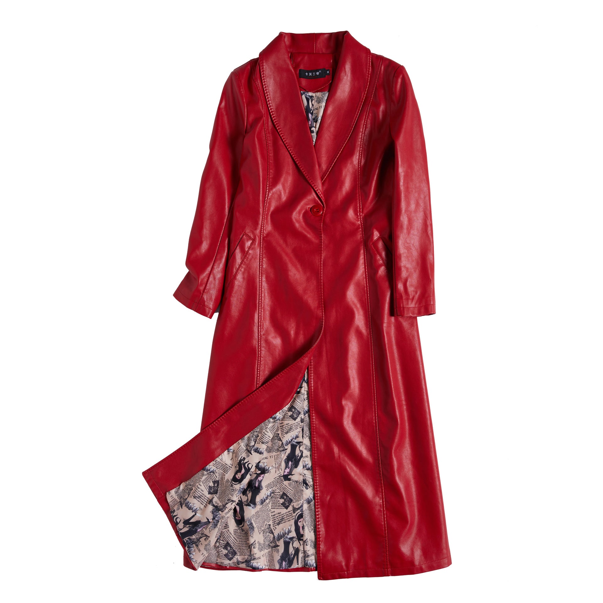 Belted Faux Leather Longline Wrap Coat