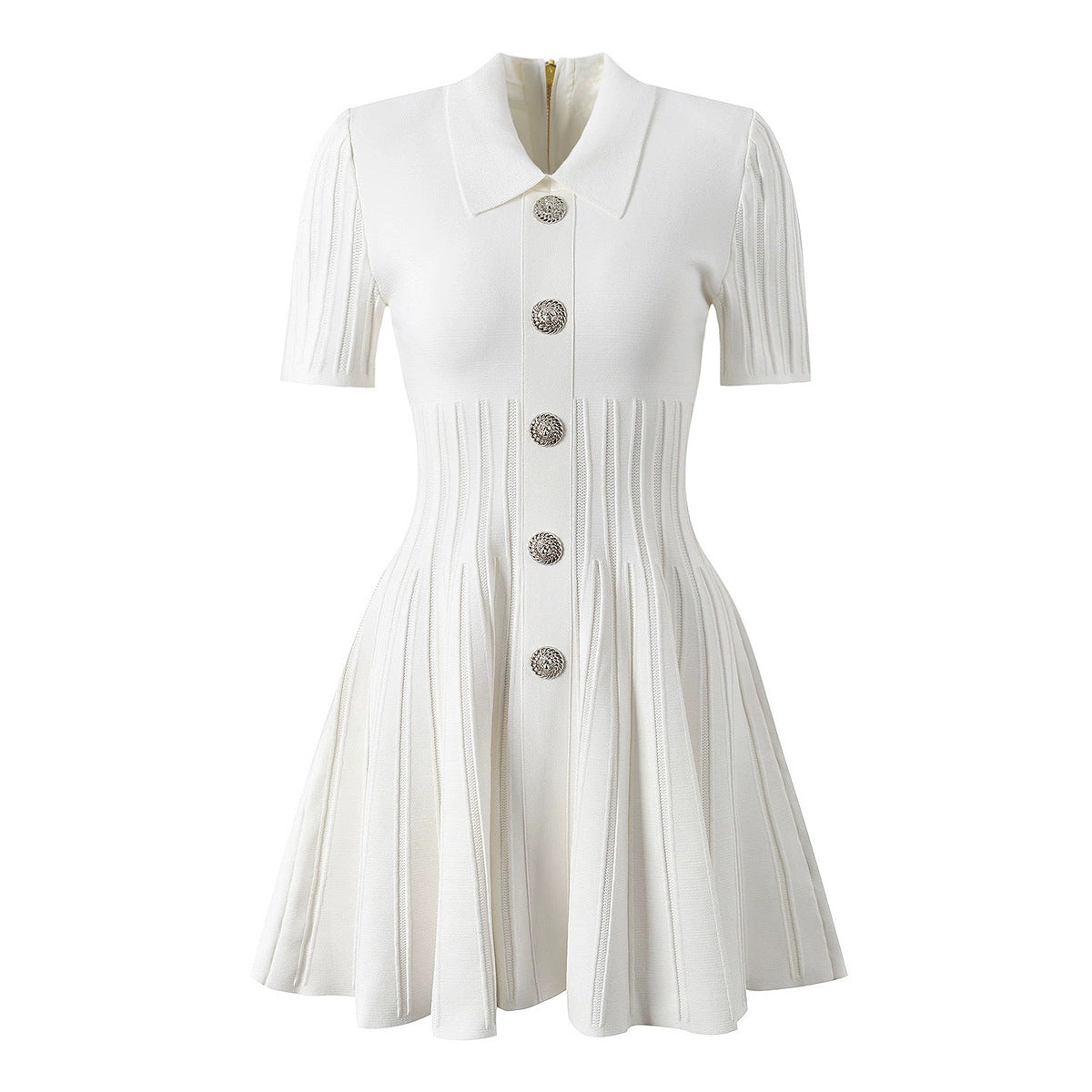 Camille Lapel Knit A-Line Mini Dress