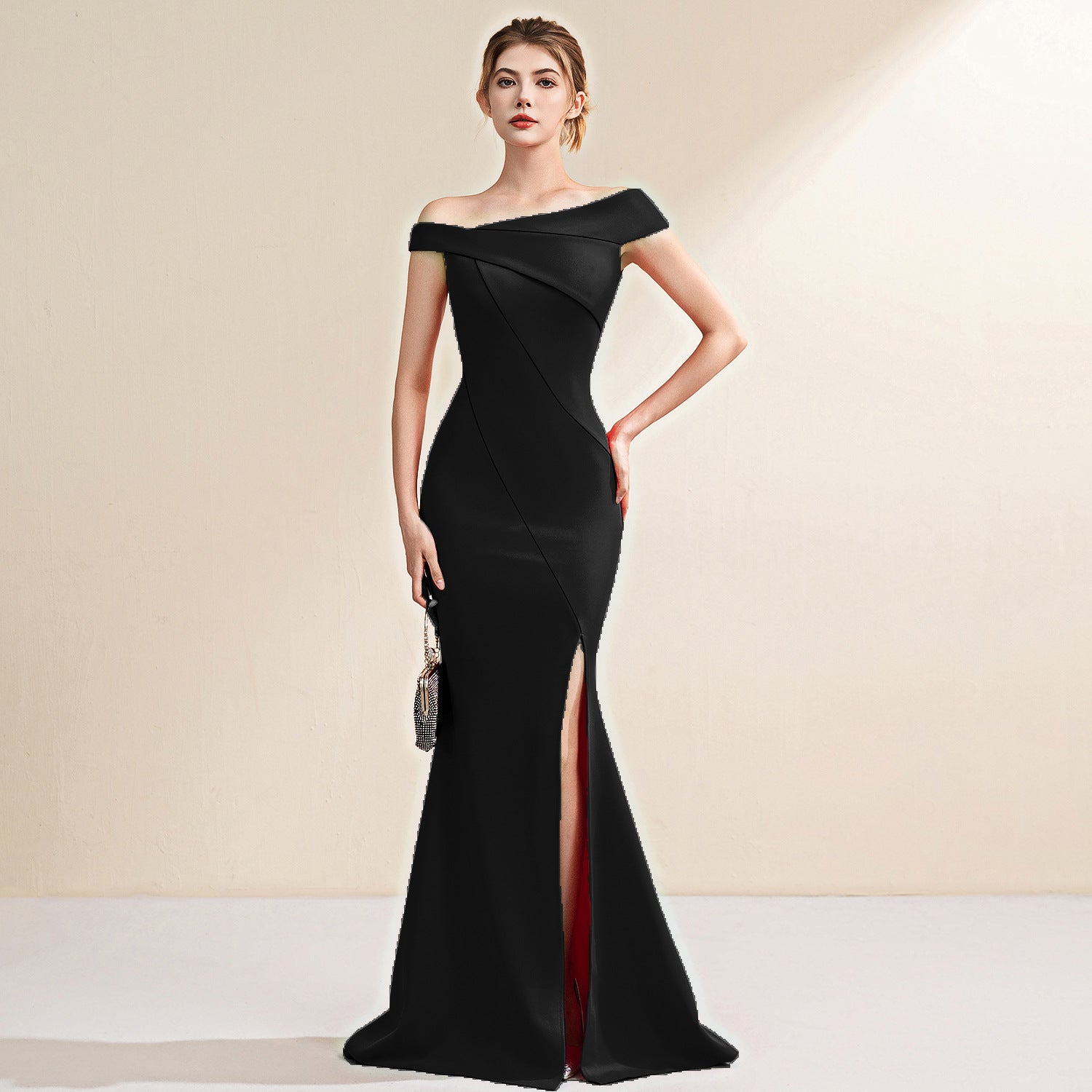 Emerald Green Evening Turtle Neck Dress