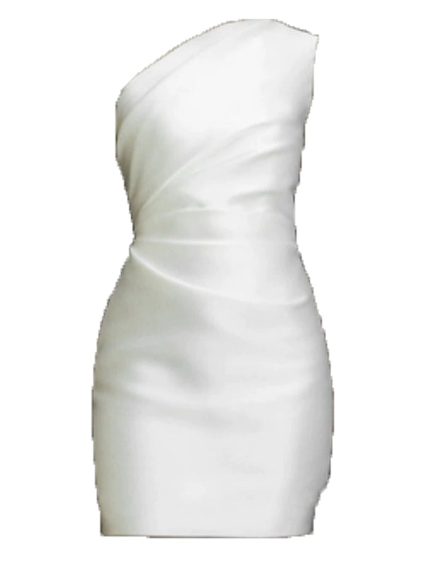 White One-Shoulder Sculpted Mini Dress