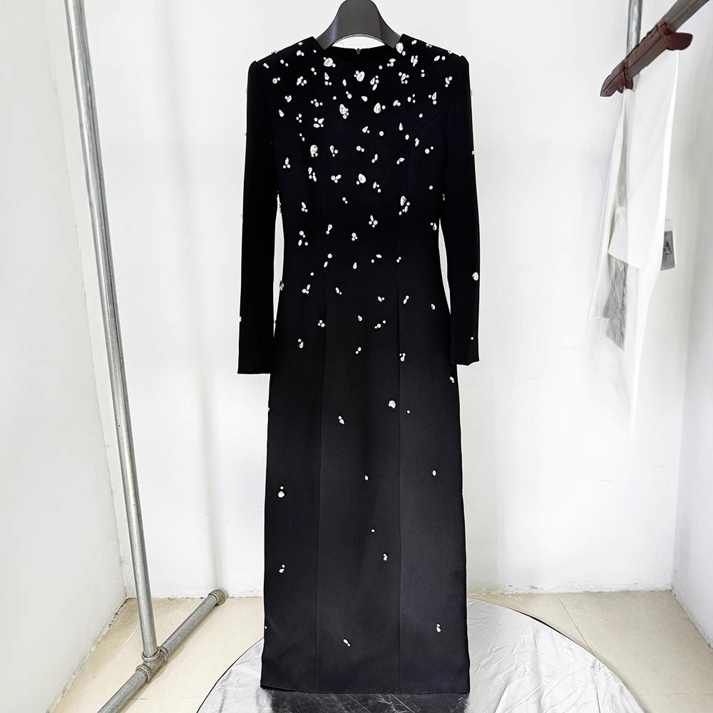 Starry Beaded Black Formal Long Dress