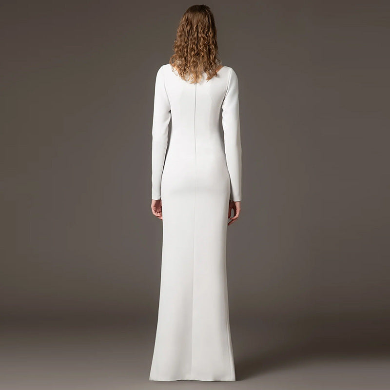 Celestial Edge Beaded Slit Gown