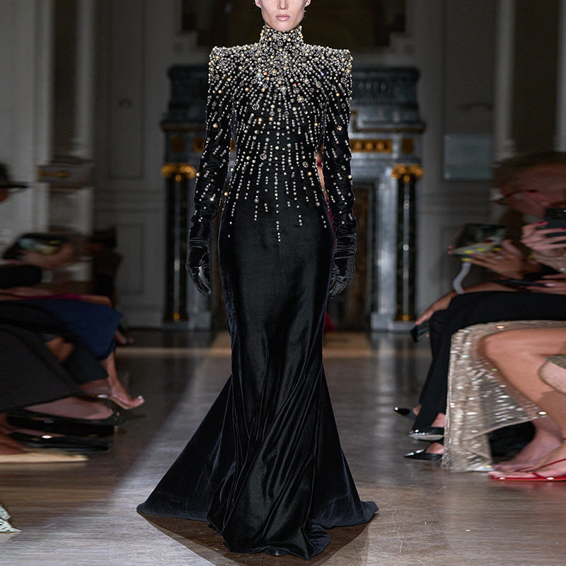 Starlight Reign Embellished Velvet Gown