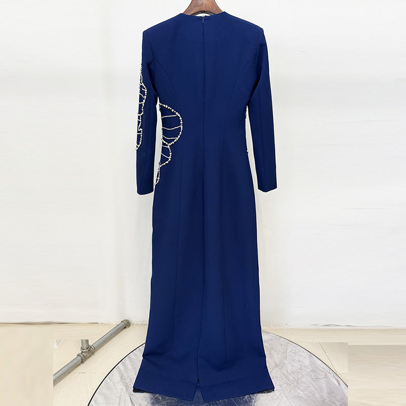 Sculpted Elegance  Floral Embellished Maxi Dress