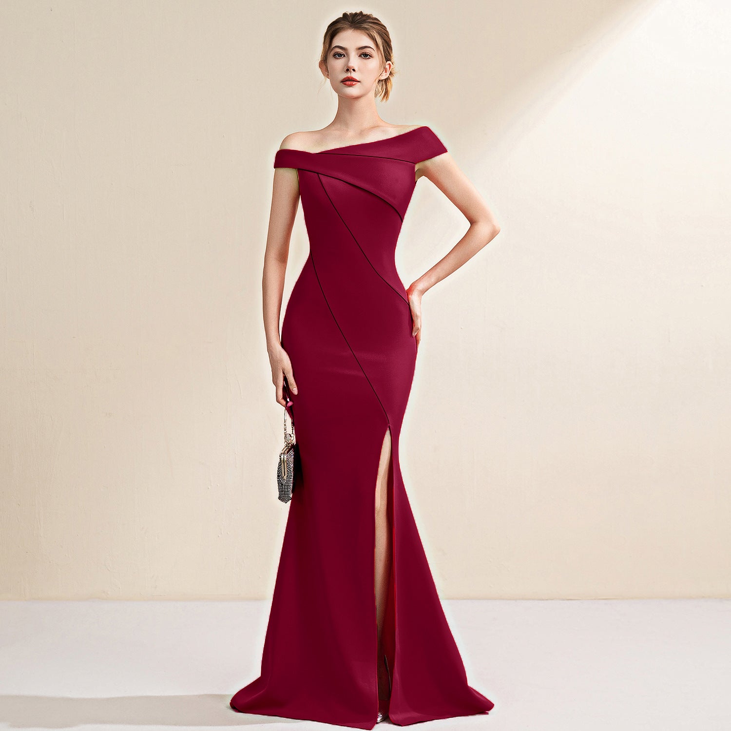 Emerald Green Evening Turtle Neck Dress